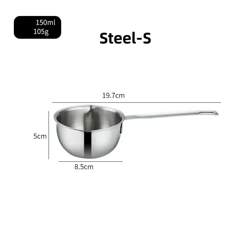 Steel Mini Milk Pan Oil Pot Small Skillet With Wood Handle For Cooking Boiling Butter Melt Pan Kitchen Tool 304 Stainless