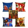 Weicher Stoff Designer Dekorative Bedruckte Fröhliche Weihnachten Thema Kissenbezug Weihnachtsdekorationen für Sofa Wohnzimmer 5er-Set 24 x 24 Zoll Multi
