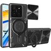 Case for Xiaomi 14T - Black - Shockproof Protection - Ring Stand - Sliding Camera Protection