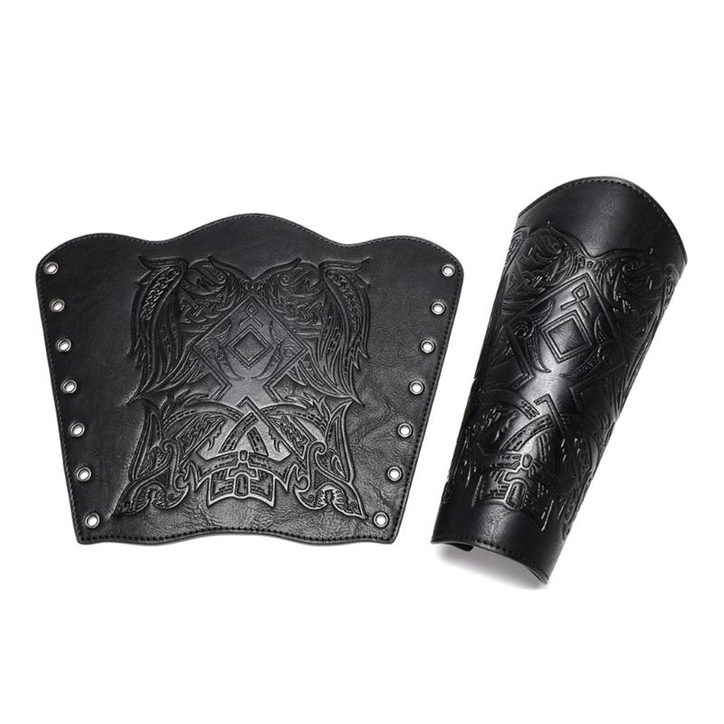 Middeleeuwse Polsband Perfect voor Kostuumfeesten Bijeenkomsten Cosplay Embossed Handschoen Armbeschermer Handschoen Bruine Polsband