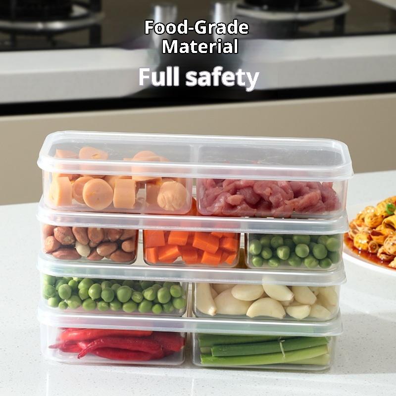Refrigerator Storage Box Packed Meal Crisper Food Grade Plastic Sealed Food Frozen Meat 2/3-Compartment Refrigerated Storage