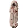 Übergröße Flanell Hase Kigurumi Pyjama mit und ein flauschiges Tierkostüm für den Herbst und Perfekt für drinnen und warm bleiben [MTKCNTL] Damen Kapuze,