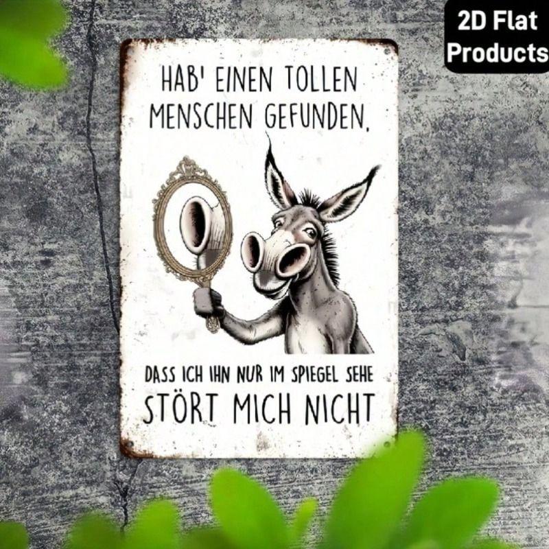 Vintage Metallschild Esel Schild Lustiger Deutscher Spruch für Heimbar Wanddekor
