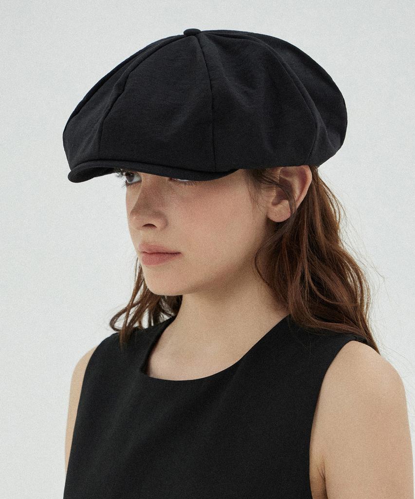 Bajal Va Curved Logo Easy Fit Newsboy Cap Black