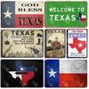 God Bless Texas Retro Tin Sign Vintage Texas State Flag Metal Sign Texans Lone Star Wall Decor Shop Mural Bathroom Sign 12x8in