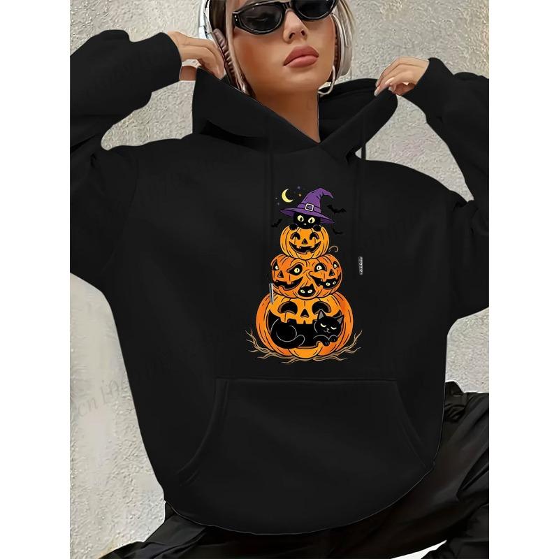 Hoodie for Women THE BOO CREW Halloween Family Matching Outfits Pastel Halloween Rainbow Ghost Print Pumpkin Graphic Sweatshirt