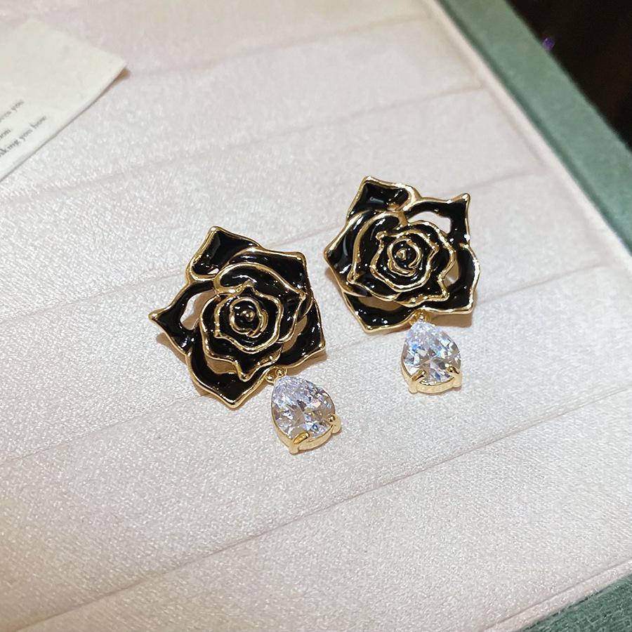 Franse Hofstijl Zilveren Naald Zirkonia Rechthoekige Oorbellen Exquise Lichte Luxe High-end Stud Oorbellen Overdreven Oorbellen Vrouwen
