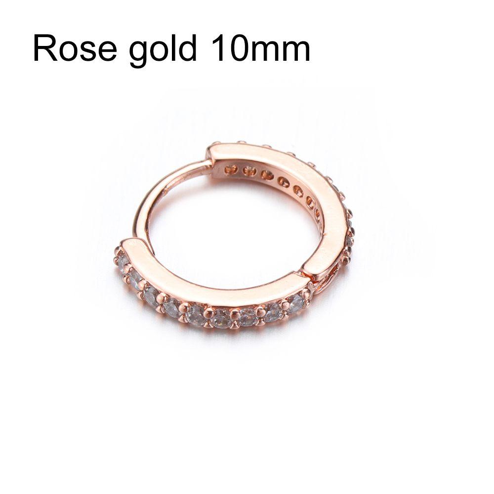 Gold Rosegold Helix Cartilage Tragus CZ Ear Piercing Body Jewelry Nose Ring Huggie Hoop Earring