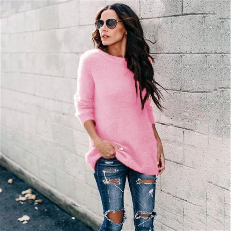 Loose and Casual Style Pure Cotton Round-neck Knitted Sweater with Pullover