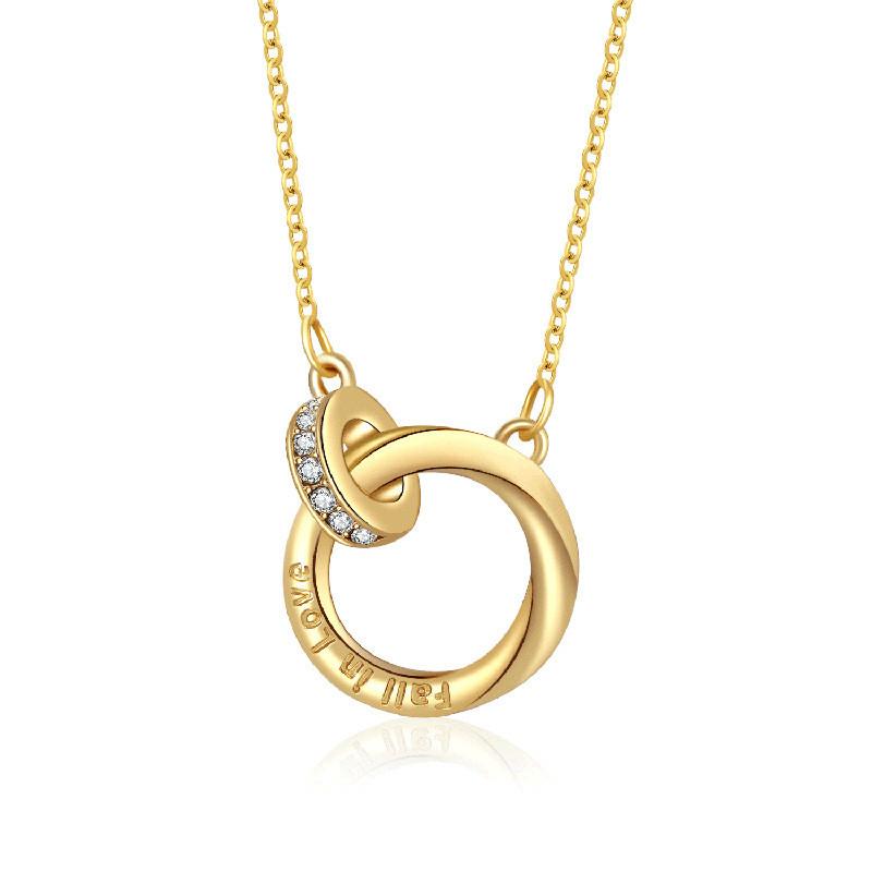 Chic Titanium Steel Necklace For Women Featuring Dazzling Double Ring And Geometric Shape For Trendy Look