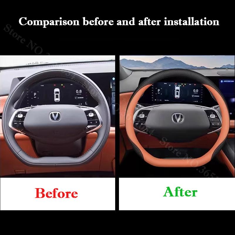 Auto Steering Wheel Cover Leather Ultrathin Breathable Car Interior Handle Covers For Changan CS75 Plus 1st 2nd 3rd 4th Gen