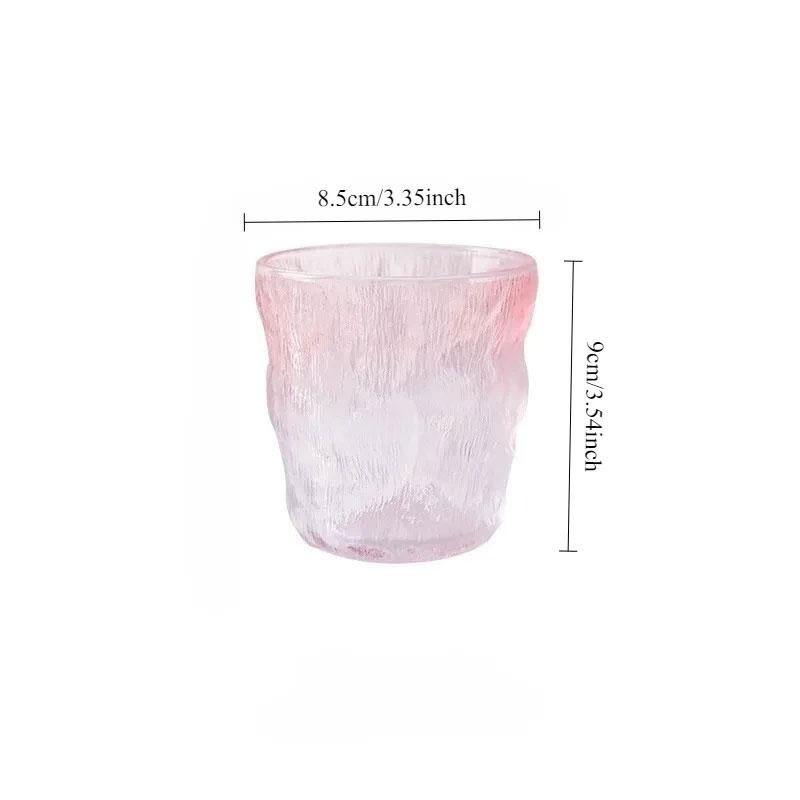 285ml/380ml Gradient Pink Cocktail Glass Modern Iceberg Shaped Glass Cup Art Design Juice Beverage Mugs Suitable for Gift Giving