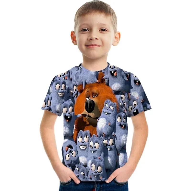 Saules gaisma Grizzy Bear 3D Print T krekli Vasaras smieklīgi Drēbes Tops Zēni Zēni Meitene Tīne Ziemassvētku Lemmings Tkrekls Camisetas Topi