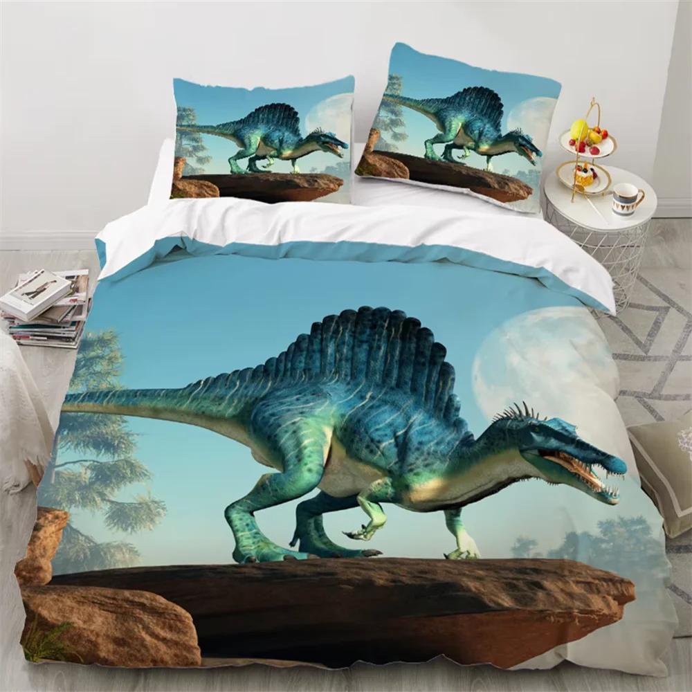 3D Dinosaur Printed Duvet Cover King Twin Queen Double Size Kit Ultra-fine Fiber Pillowcase Soft Bedspread