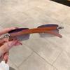 Retro Rectangle Rimless Sunglasses Female Sunglasses Square Frameless Gradient UV400 Summer Traveling Sun Eyeglasses UV400 Eyewear