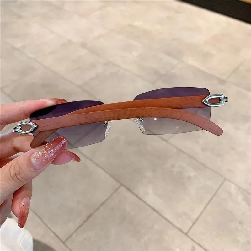Retro Rectangle Rimless Sunglasses Female Sunglasses Square Frameless Gradient UV400 Summer Traveling Sun Eyeglasses UV400 Eyewear