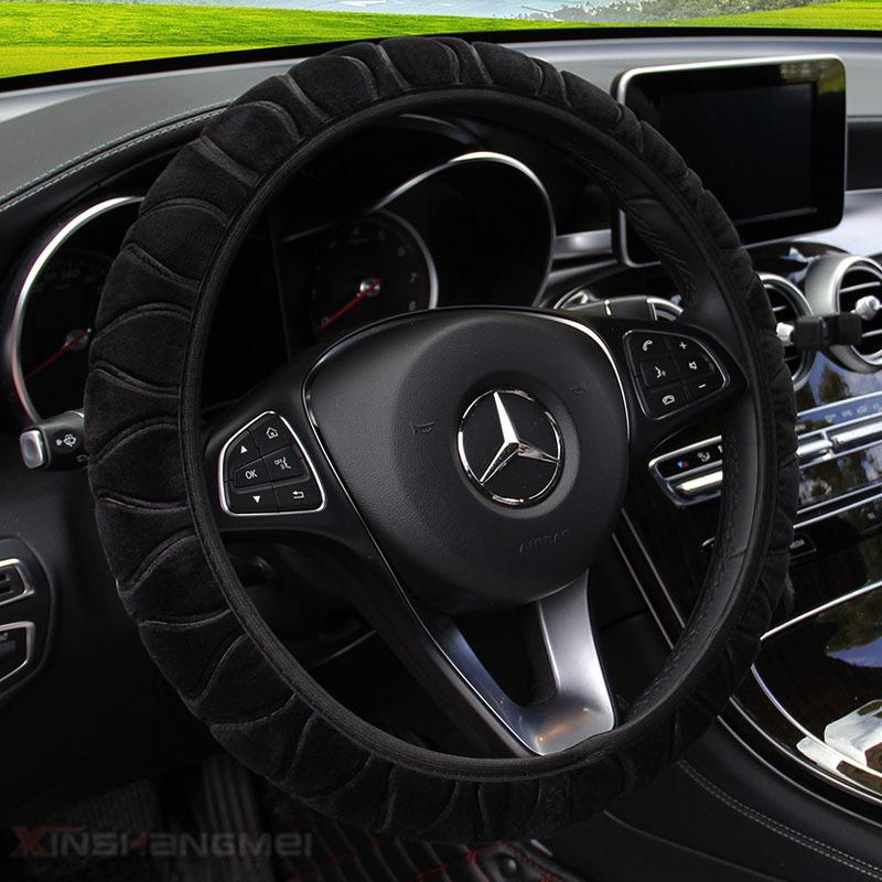 1Pc Car Steering Wheel Cover Protector Decoration Warm Super Thick Short Plush Collar Soft for Women Man