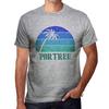 Men’s Vintage Tee Shirt Graphic T Shirt PORTREE Sunset Grey Marl