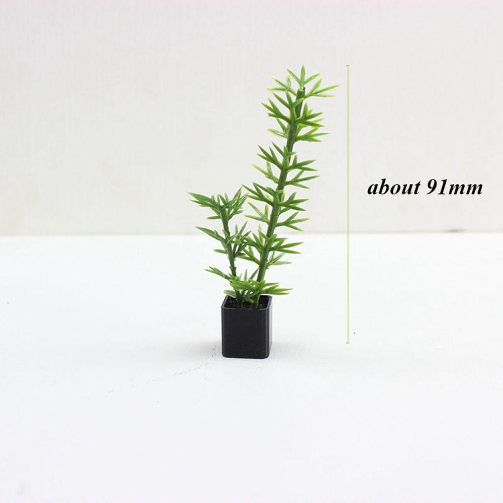 3Pcs 1:12 Dollhouse Miniature Potted Plant Multistyles Mini Green Leaves Plant Pot Bonsai Garden Home Model