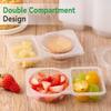 20-Pack Double Compartment Snack Containers for Dips, Sauces & Toppings, Plastic Containers with Lids