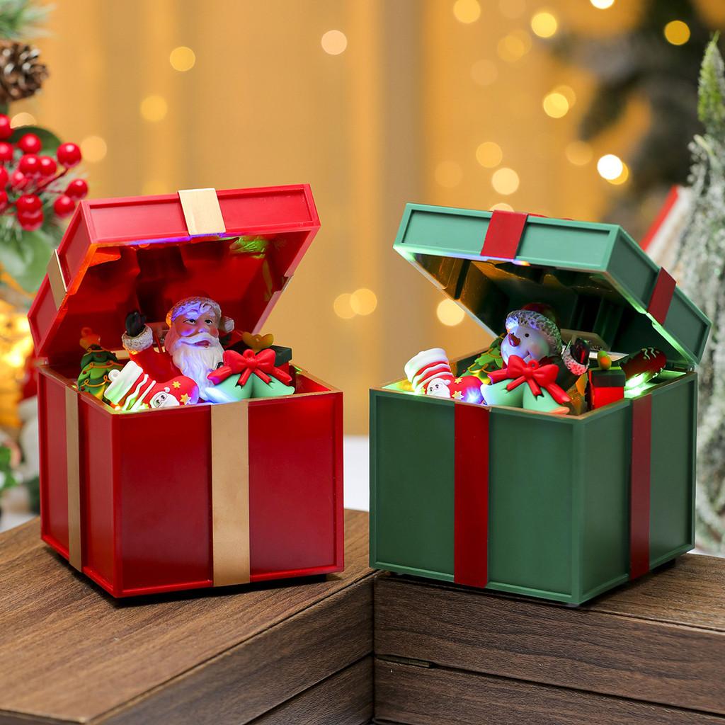 Schneemann Weihnachtsmann Geschenkform Design Spieluhr Mit Beleuchtung Für Feiertagsfeier