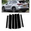 Glossy Black Carbon Pillar Posts Fit For Toyota Highlander Kluger 2020 2021 2022 Door Trim Moulding Window Sticker Cover Decor