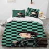 Demon Slayer Bedding Set Kamado Nezuko Duvet Cover Set Bedspread Pillowcase King Queen Full Single Size Bed Linen Boys Teen Gift
