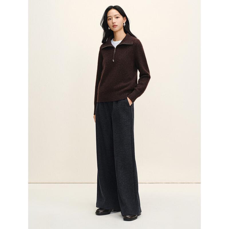 JUZUI Women's 2025 Winter Loose Knit Elastic Waist Straight Leg Pants