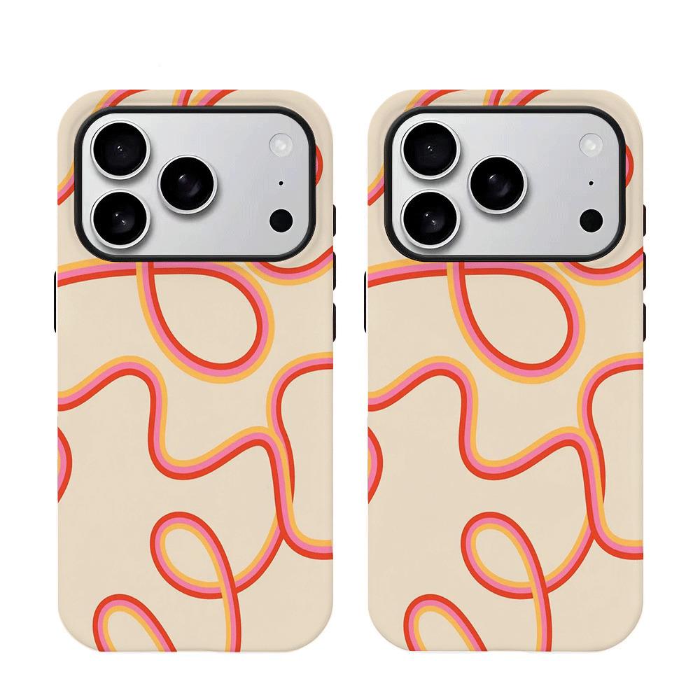 Yellow Wave Pattern 2-in-1 Phone Case Suitable for iPhone 17 16 15 14 13 12 11 Pro/Max/Plus Anti Drop and Shockproof Back Cover