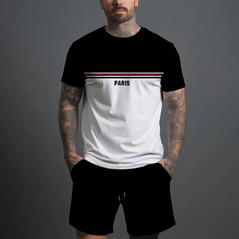 2025 Neue Herrenmode Sportbekleidung Sommer Freizeitkleidung Herren Kurzarm-T-Shirt und Shorts Schnelltrocknendes Zweiteiliges Basic-Set