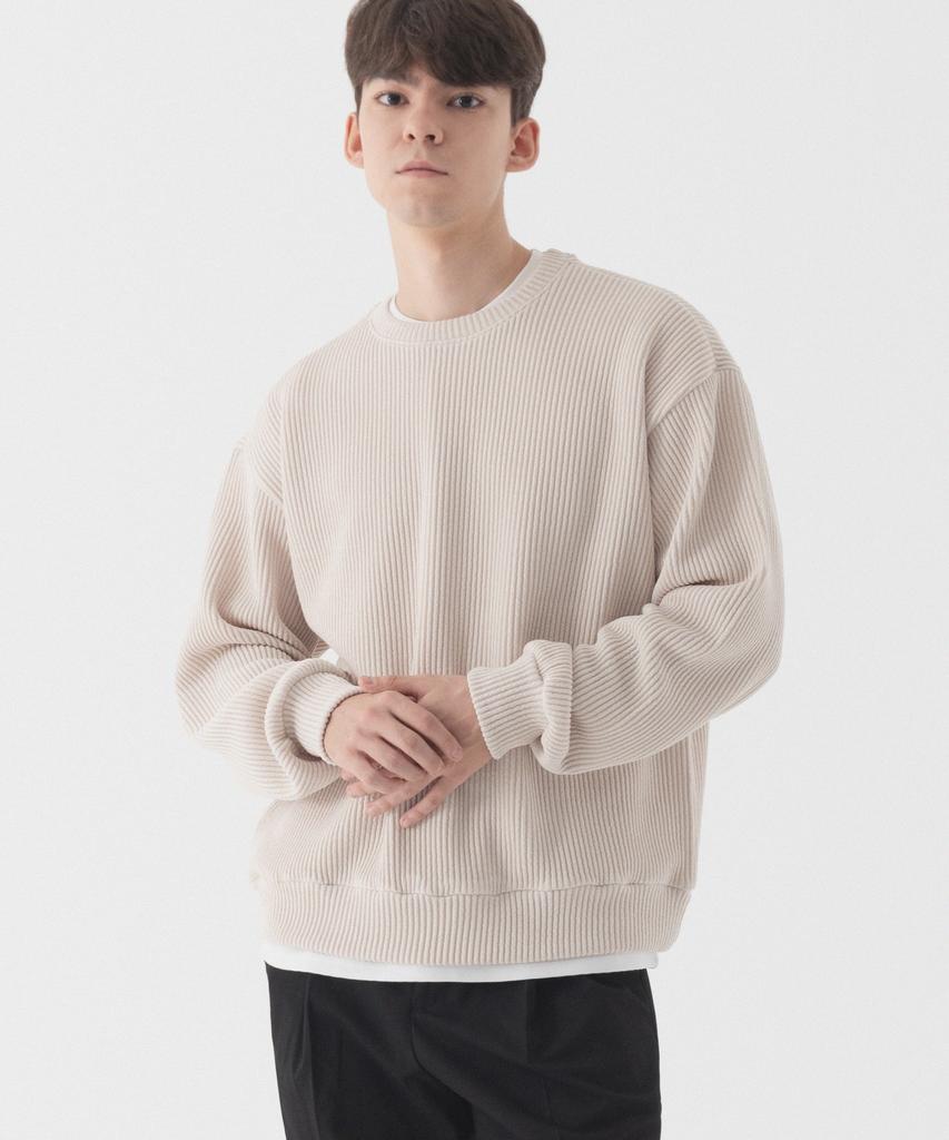 Pull en tricot PIANER Confortable Oversize à col rond (Beige)