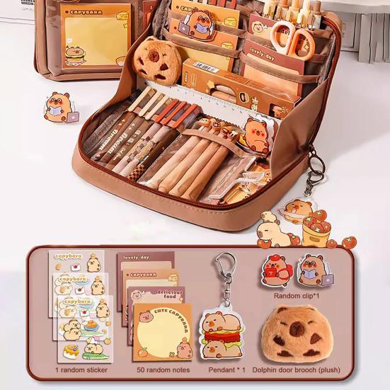 Pencil Case with Multi Compartments Large Opening Zipper Placket Storage System Stationery Bag School Supplies