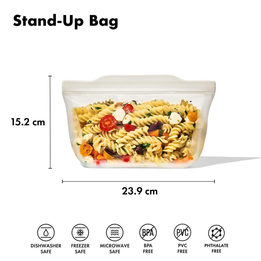 OXO Silicone Stand Bag M Food Storage Reusable Microwave Dishwasher Safe 23 X 14cm Lagoon