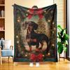 1pc Winter Christmas Tree and Dog Flannel Blanket, High-Definition Digital Print, All-Season Use, Sofa Blanket, Skin-Friendly and Soft 100% Polyester