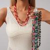 Shell Crystal Geometric Beaded Stacked with Sweater Chain Bohemian Vacation Vintage Necklace