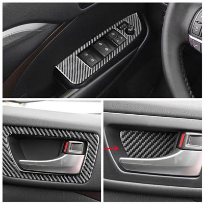 Carbon Faser Auto Innen Tür Schüssel Abdeckung Windows Control Panel Trim Streifen Aufkleber Für Toyota Highlander Auto Innen