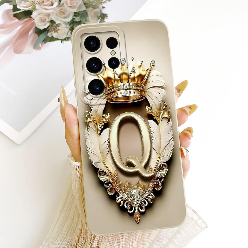 Case For Samsung S25 Ultra Cover Luxury A-Z Letters Crown 2D Painted Silicone Funda For Samsung Galaxy S25 Ultra Casing SM-S938B