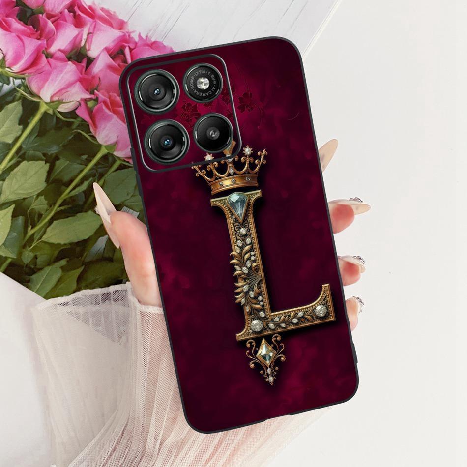 For Motorola Moto G77 G67 2026 Royal Crown Initial Letter Phone Case For Motorola MotoG77 MotoG67 Black Silicon Soft Bumpers