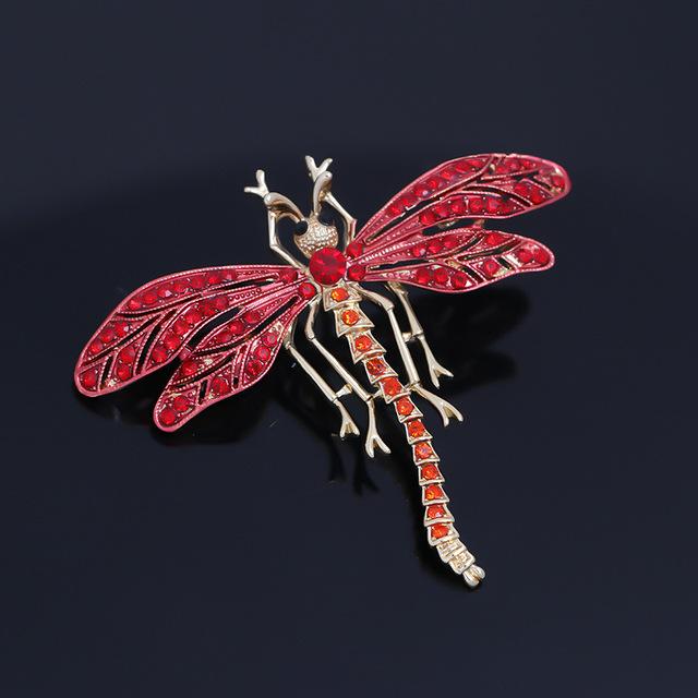 Mode Libel Kristal Broche Vrouwen Shirt Pak Strass Insect Dier Spelden Broches Feest Cadeau