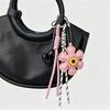 Creative PU Leather Sunflower Printed Charm Pendant Hand-Knotted Woven Rope Bag Acc