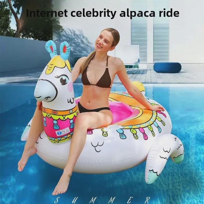 Renkli Unicorn Kanatlı Şişirilebilir Yüzen Yatak - Kalınlaştırılmış Yüzme Simidi Oyuncak