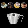 Cană de măsurat espresso Cană dublă de cafea din oțel inoxidabil cu gură în formă de V 100 ml ceașcă de espresso cu mâner Instrument de cântărire a boabelor pentru
