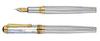 Handcrafted Xezo Maestro Solid 925 Sterling Silver and Pearl Serialized Medium Fountain Pen with Marine Origin White Mother of 18K Gold Inheritance