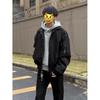 Men's Black MA1 Bomber Jacket - Autumn Streetwear Cool Lapel Short Silhouette Baseball Outerwear.