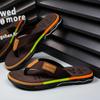 Men Mixed Colors Flip-flops Summer Comfortable Thick Sole Non-Slip Walking Shoes Round Head Lightweight Beach Slippers
