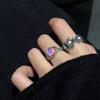 Irregular Inlaid Moonstone Ring Women's Niche Design Sense Cold Wind Adjustable Fashion