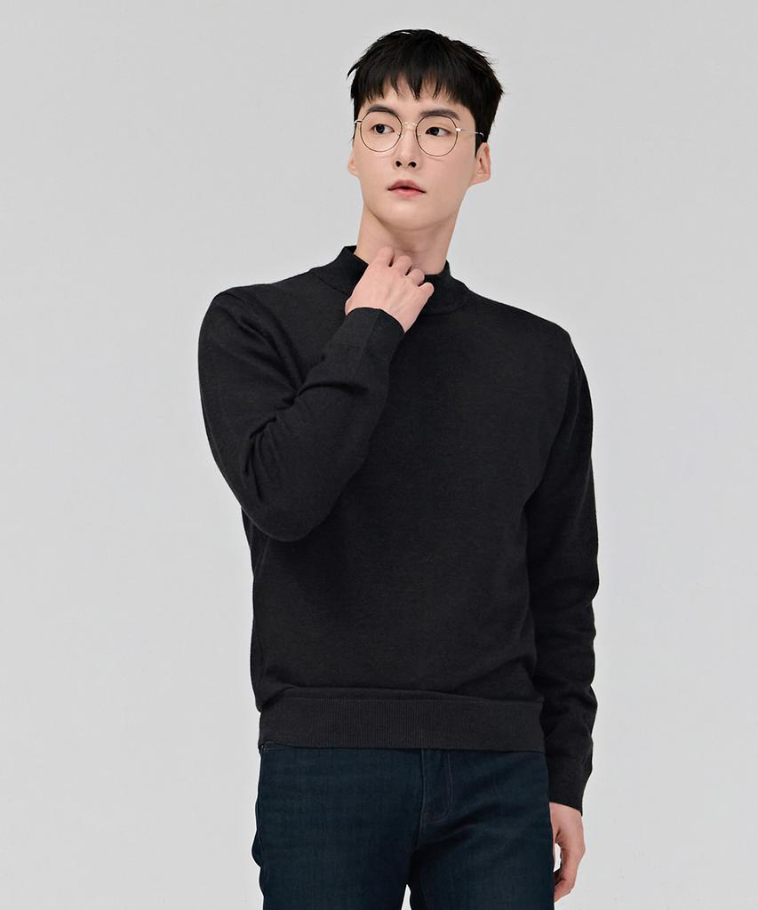 CHASECULT Men'S Essentials Mock Neck Sweater - Charcoal