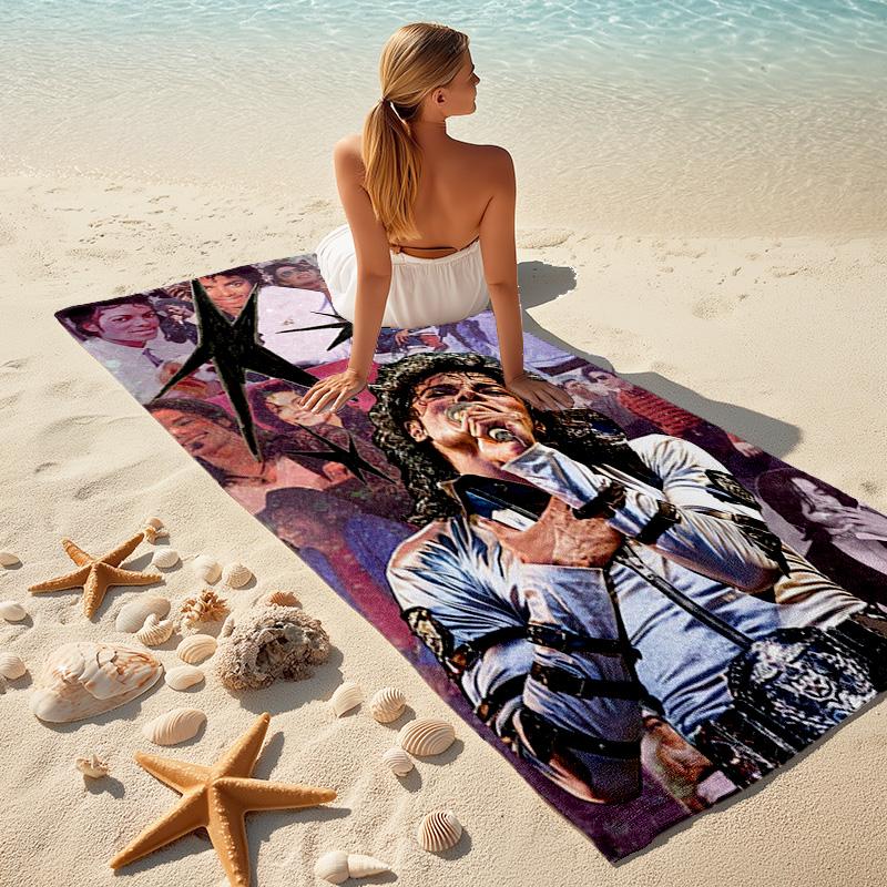 American Music Rock Michael Joseph Jackson Beach Towel Outdoor Camping Vacation Swimming Beach Towel Outdoor Absorbent Bath Towel Y8
