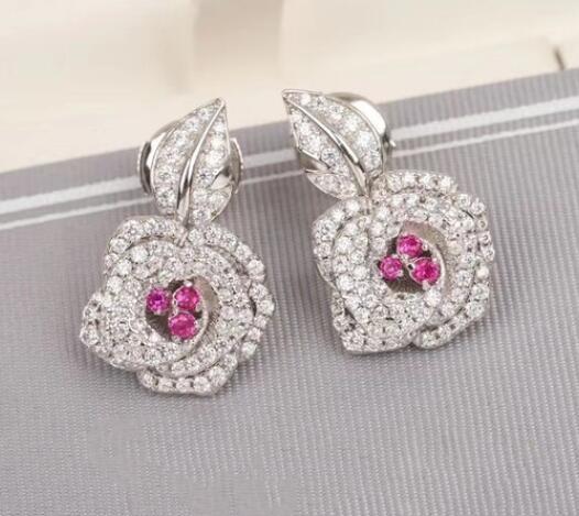 New 2023 Fashion T-shirt Brand Quality Gifts For Anniversary Jewelry Earrings For Women Rose Flower Wedding Engagement Ear Stud