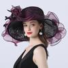 Women Organza Hats Wedding Bride Fascinators Elegant Big Wide Brim Fedora Kentucky Derby Hats Party Formal Church Ladies Hat
